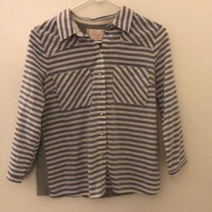 Blue and white striped button down